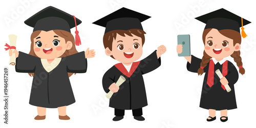 Illustration of Cute Student Graduate