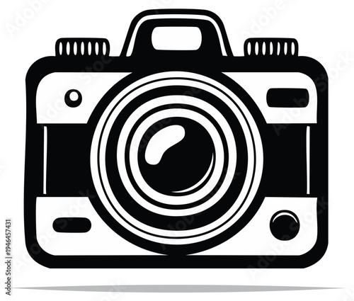 Retro Style Digital Camera Illustration Silhouette Graphic Design