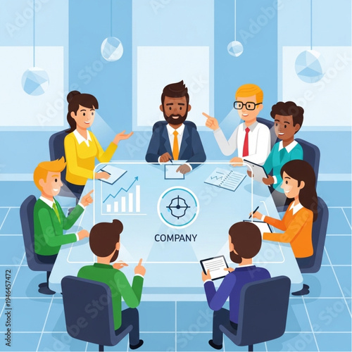 Group of Business Professionals in Meeting Discussion.