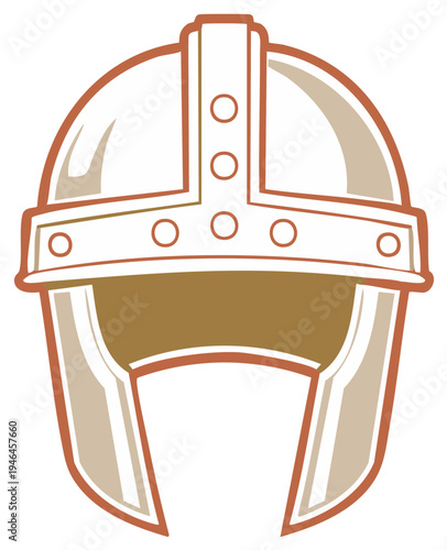 Vector illustration of an ancient warrior helmet. Stylized protective headgear.