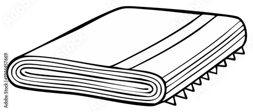 Folded Fabric Roll with Serrated Edge Drawing