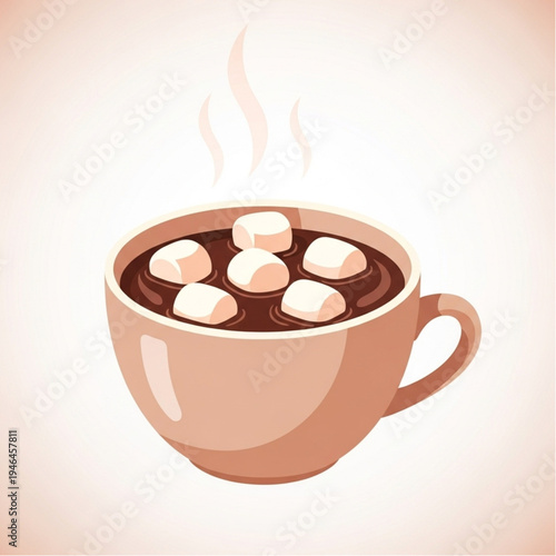 Hot Chocolate with Marshmallows in Mug.