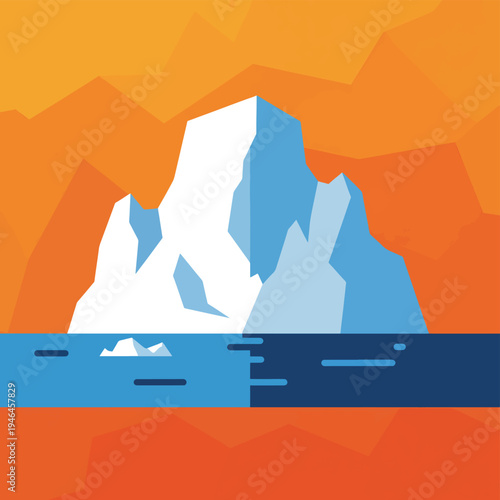Minimalist Iceberg in Arctic Ocean Landscape
