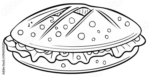 Illustration of a sandwich with detailed bread and fillings isolated
