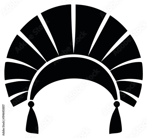 Silhouette of Headdress with Ornamental Design and Decorative Tassels