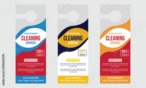 Cleaning service door hanger design template