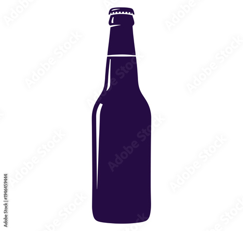 Dark beer bottle with cap on white background