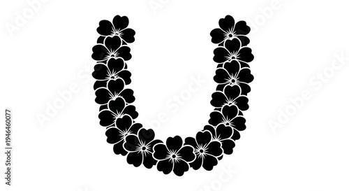Black flower shaped beads necklace.