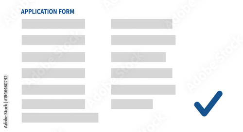Application form with checkmark.