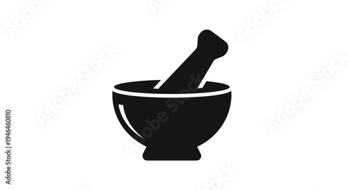 Black mortar and pestle icon.