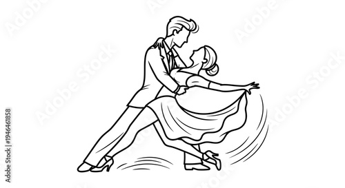 Vector illustration of dancing couple in ballroom style