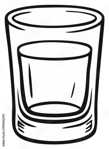Black and white illustration of a cocktail shot glass