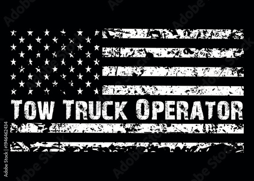American flag design for tow truck operator with distressed text