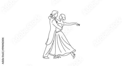 Vector illustration of a dancing couple in ballroom style