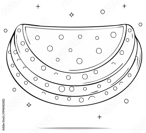 Line Art Crepes Stacked Illustration Delicious Food Concept Black and White Design Pastry Dessert