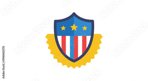 American shield logo with stars.