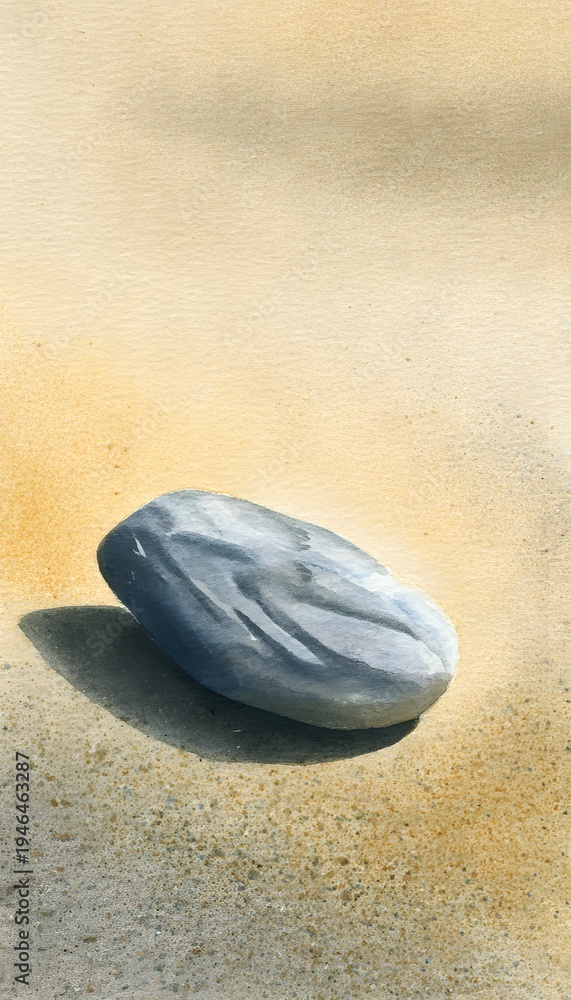 Obraz premium Serene coastal rock illustration captures tranquil beach textures soft light ambient tones