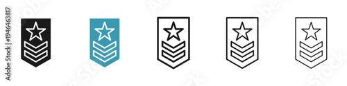 Military rank badge icon in flat style. Basic vector symbol illustration