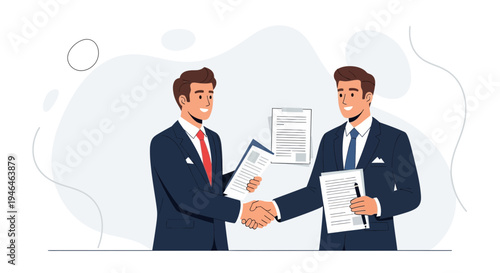 Businessmen shaking hands, signing contract, agreement, partnership, deal, success, teamwork
