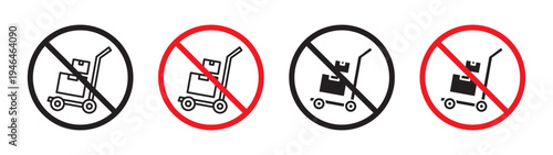 No hand truck sign in flat style. Basic vector symbol illustration