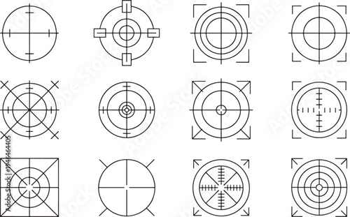 Various Target and Scope Crosshair Symbols targets scopes crosshairs aiming sighting