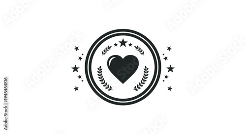 Black heart symbol with stars.