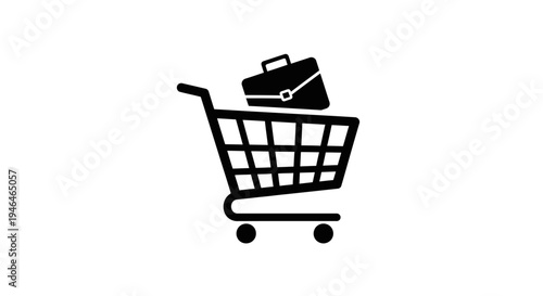 Shopping cart with briefcase inside.