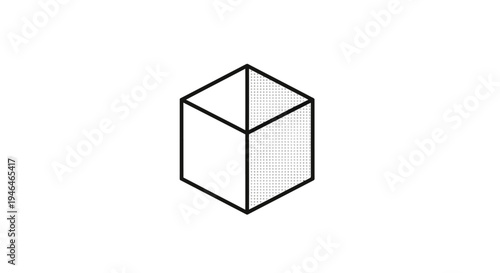 Simple geometric cube shape figure.