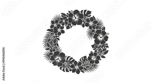 Wreath made of various green leaves.