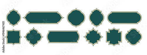 Islam Frame Shape Vector Design. Ramadan Vintage Pattern. Elegant Muslim Architectural Element with Golden Accents for Festive Celebrations.
