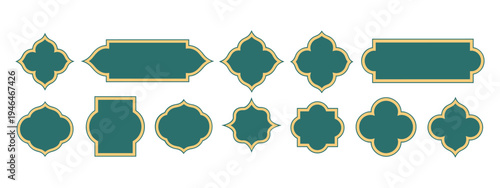 Islam Frame Shape Vector Design. Ramadan Vintage Pattern. Elegant Muslim Architectural Element with Golden Accents for Festive Celebrations.