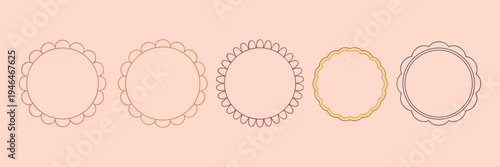 Frame decoration background set. Cute wavy lace and curly wedding decor. Vector hand drawn oval, round and rectangle vintage border set. Elegant classic line decorations with zigzag and whimsy edges.