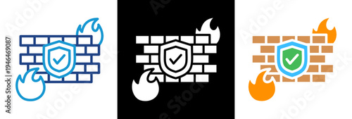 Firewall Protection triple icon