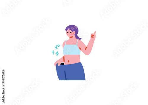ダイエットに成功する女性のイラスト