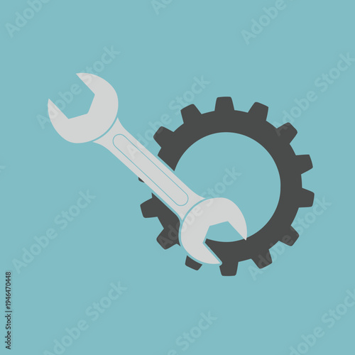 Vivid illustration of a sleek wrench intersecting a sturdy gear, embodying the concepts of system maintenance, mechanical solutions, and efficient technical repair services