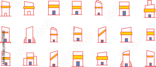 Collection of 16 small architectural structures with various designs