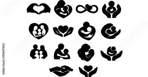 motherhood love symbol silhouette icon pack