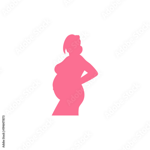 Woman Pregnant Pink Silhouette Vector Illustration 