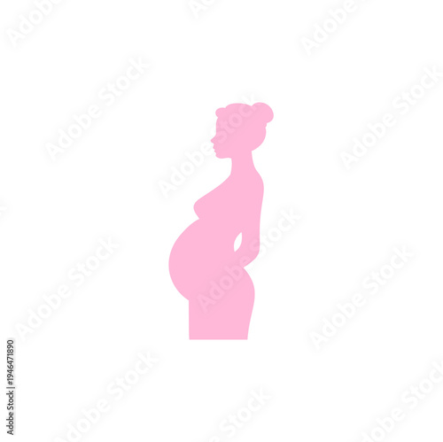 Woman Pregnant Pink Silhouette Vector Illustration 