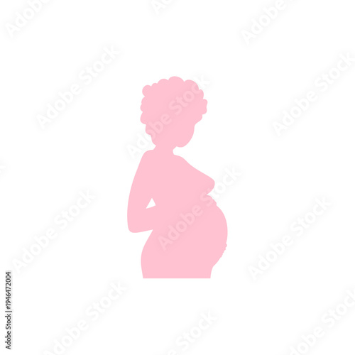 Woman Pregnant Pink Silhouette Vector Illustration 