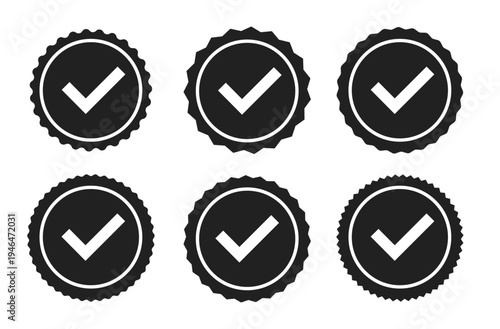 Approved or certified medal icon set in flat trendy style, color editable vector icons for quality assurance, verification, trust badges, business branding, websites, apps, and marketing materials