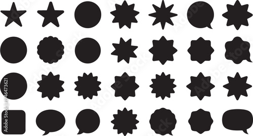 A Collection of Black Silhouettes of Decorative Shapes and Speech Bubbles