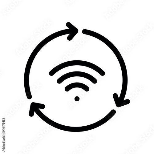Wireless Network Synchronization Icon with Reload Arrows