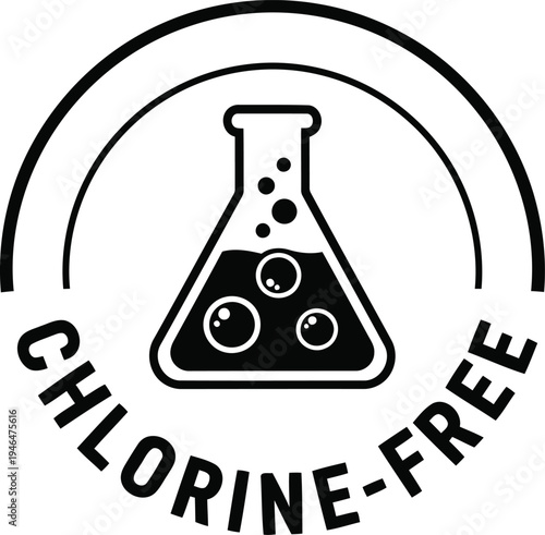 Black and white logo emphasizing chlorine-free chemical products or processes Vector