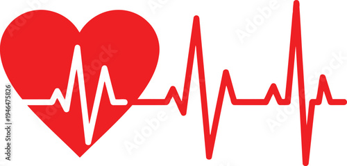 A vibrant heart with a heartbeat line graphic symbolizing health and vitality Vector