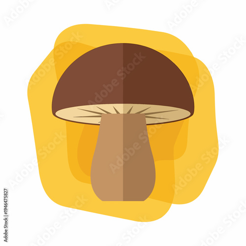 Vector Graphic of a Mushroom with Yellow Background