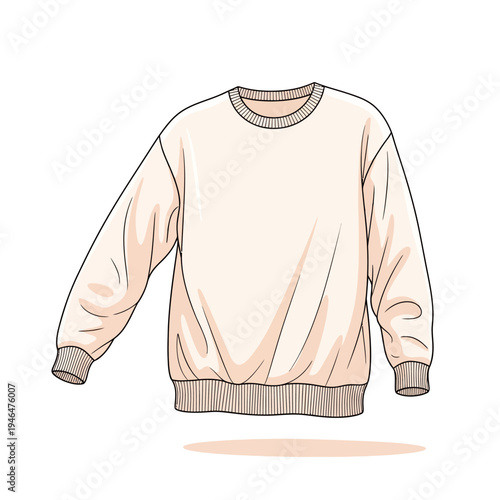 A peach-colored crew neck sweatshirt with long sleeves.