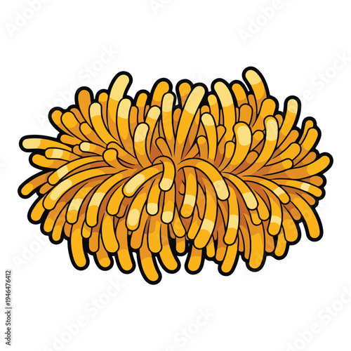 A vibrant orange-yellow fuzzy textured object