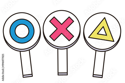 丸バツ三角のシンプルな手持ちパネルのセット