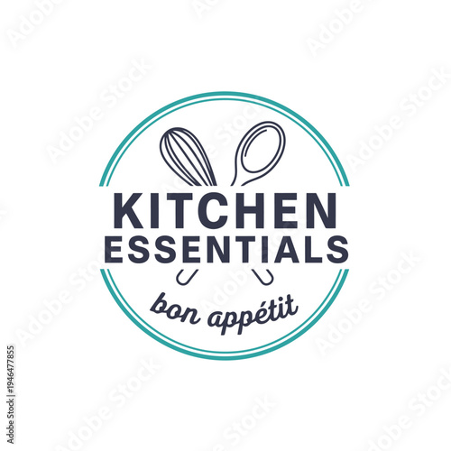 Kitchen Essentials Logo - Culinary Tools and Bon Appetit Design.
